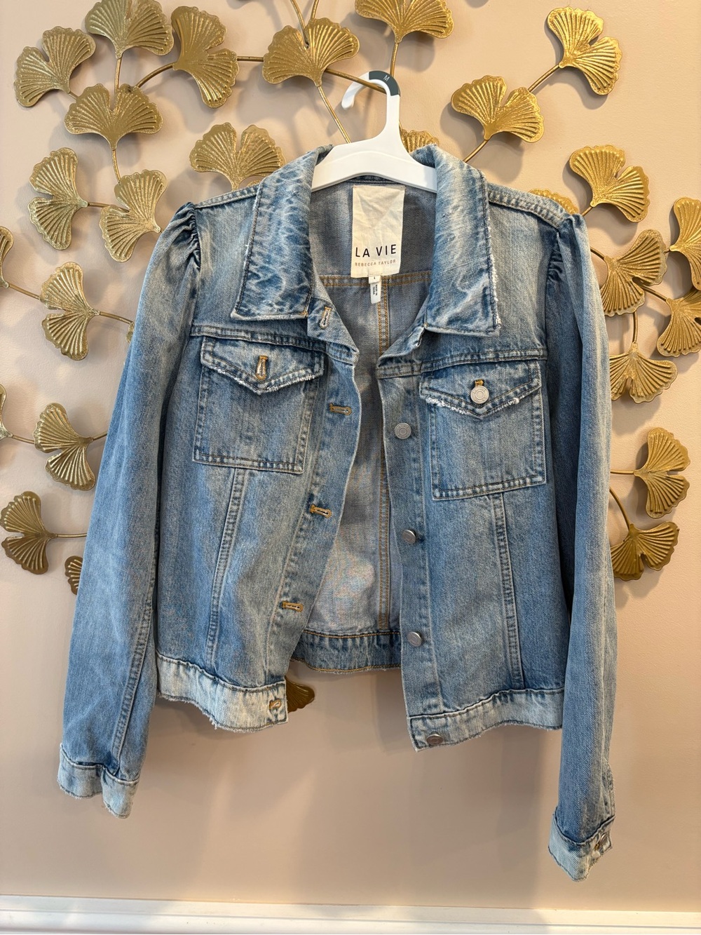 Rebecca Taylor Light Blue Distressed Denim Jacket